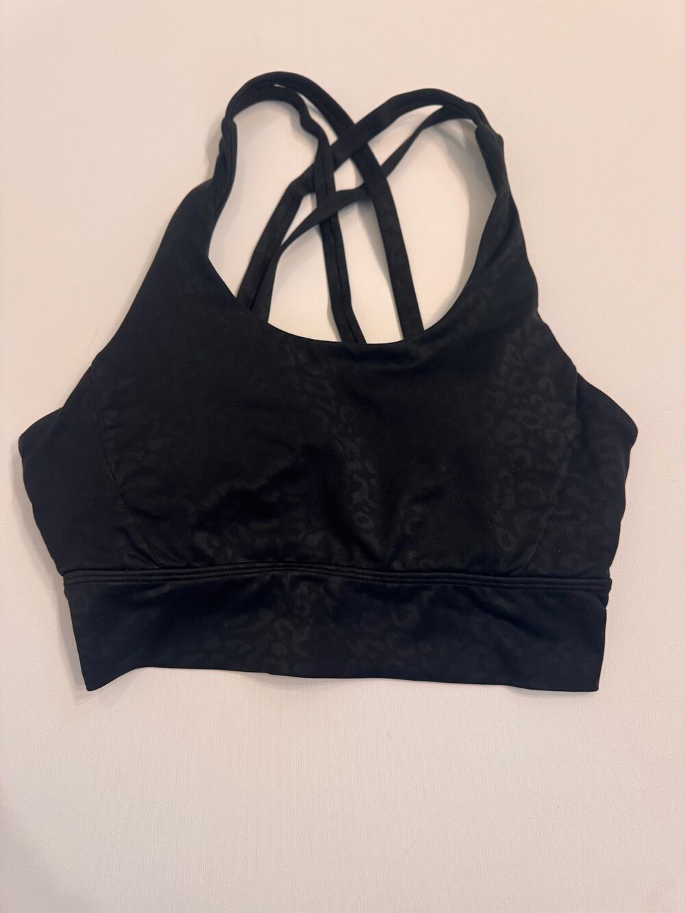 Buff Bunny Women's Sports Bra Black Leopard Print Strappy Size S